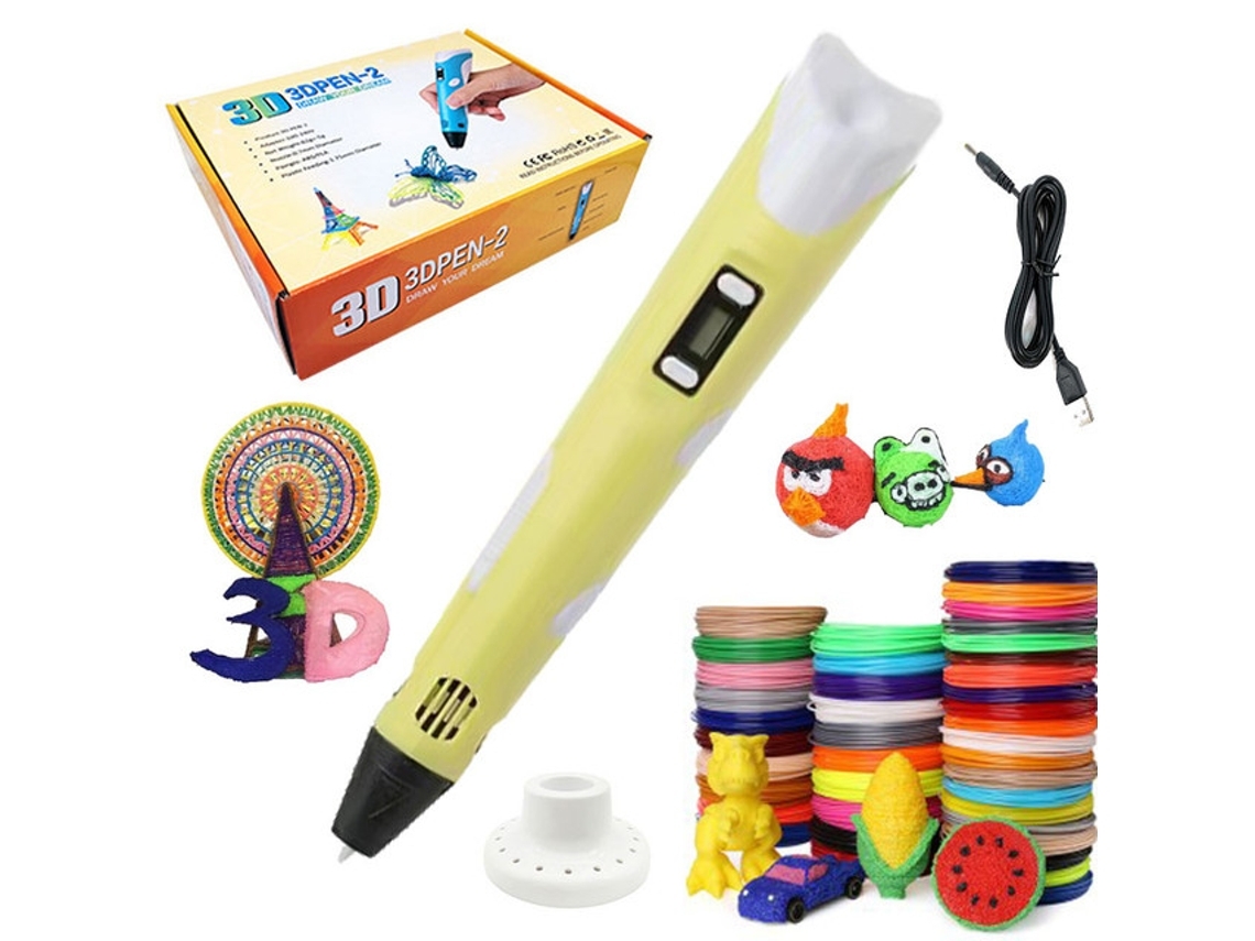3D Caneta Impressão Inteligente 3Dblb para Brinquedos para Crianças 5M X 20 Cores Pla/Abs- Amarelo