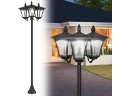 Candeeiro Solar Jardim 3 Led Ip44 Sensor Noite Exterior Preto