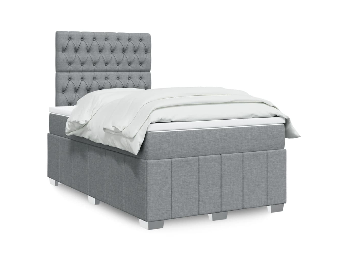 Vidaxl Cama Boxspring Com Colchão 120x190 Cm Tecido Cinzento-claro
