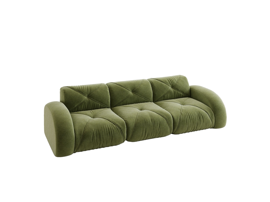 Sofá modular verde em chenille, sem moldura, grande e confortável, design antiderrapante, sem montagem ORBITRA COMMERCE