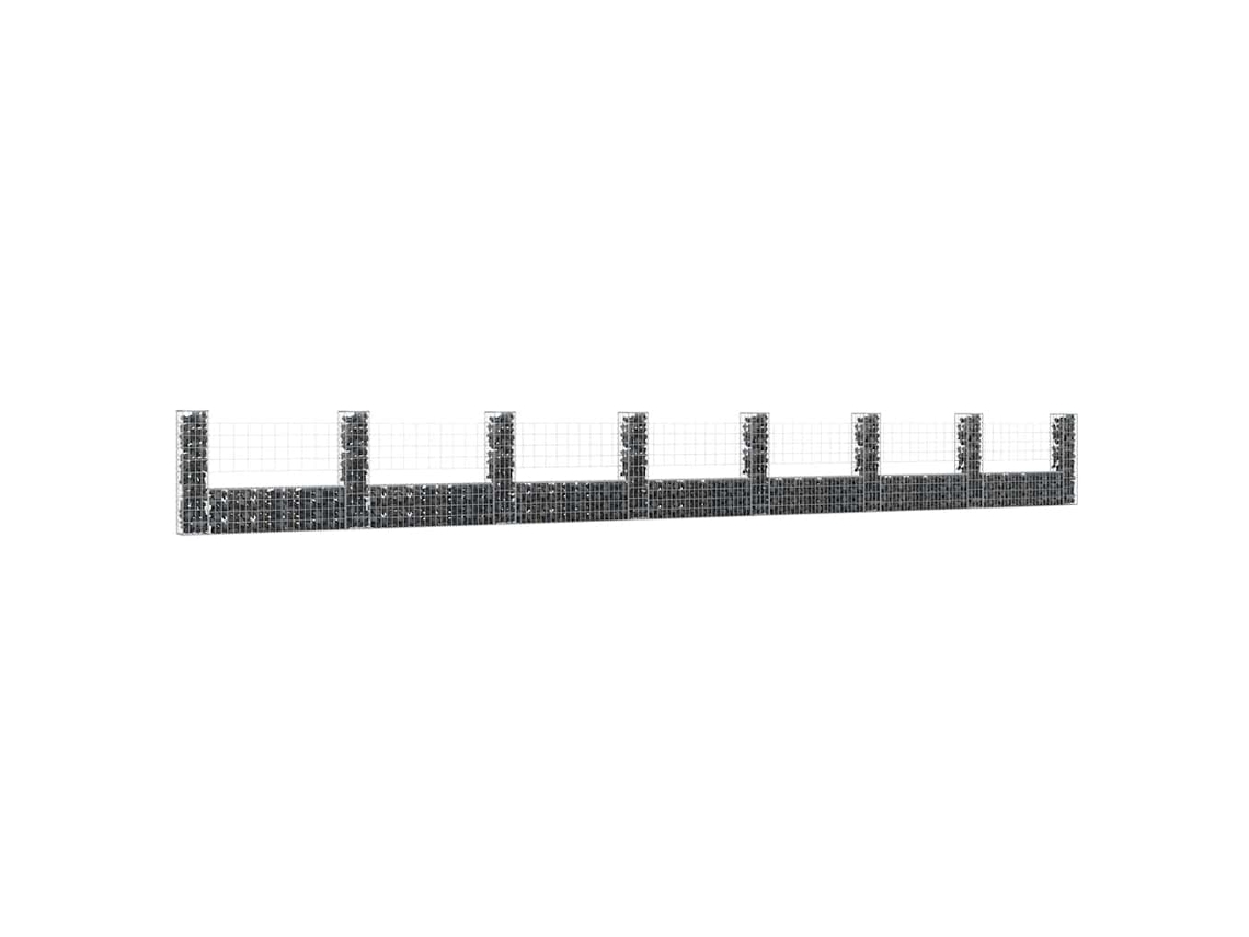 Vidaxl Cesto Gabião Em Forma De U C/ 8 Postes 860x20x100 Cm Ferro