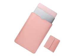 Capa para laptop ultrafina de 14 polegadas em couro sintético, pequena, rosa, estampa de chá com leite Hengrongshen