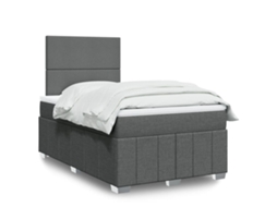 Vidaxl Cama Com Molas/colchão 120x200 Cm Tecido Cinzento-escuro