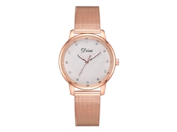 Relógio de Pulso Feminino Casual Quartzo Pulseira de Malha em Liga com Strass Branco