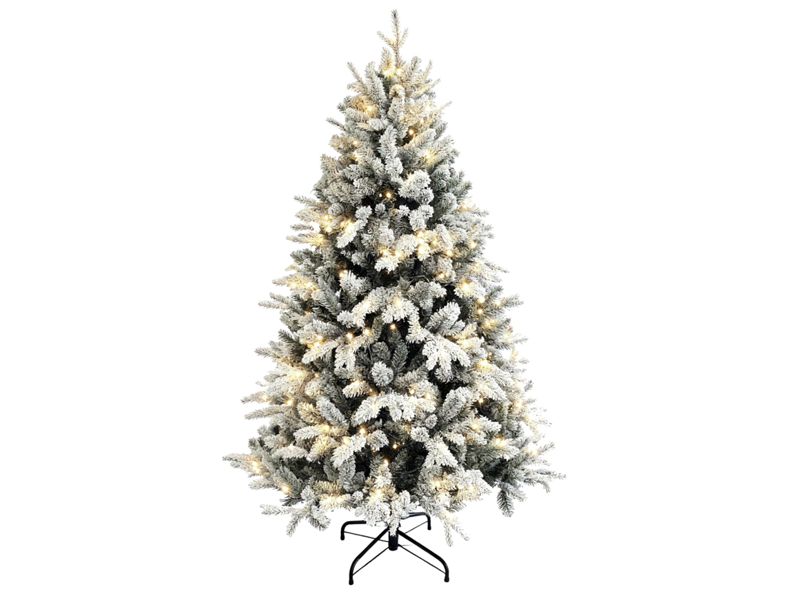 Árvore De Natal Artificial De 180 Cm Com 793 Ramos, Luzes Led E Cobertos De Neve, Verde