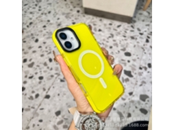 Capa Para Iphone 17 Pro Com Borda Amarela, Transparente, Em Contraste Amarelo, Com Airbag Magnético, Feita De Silicone Macio E Transparente.