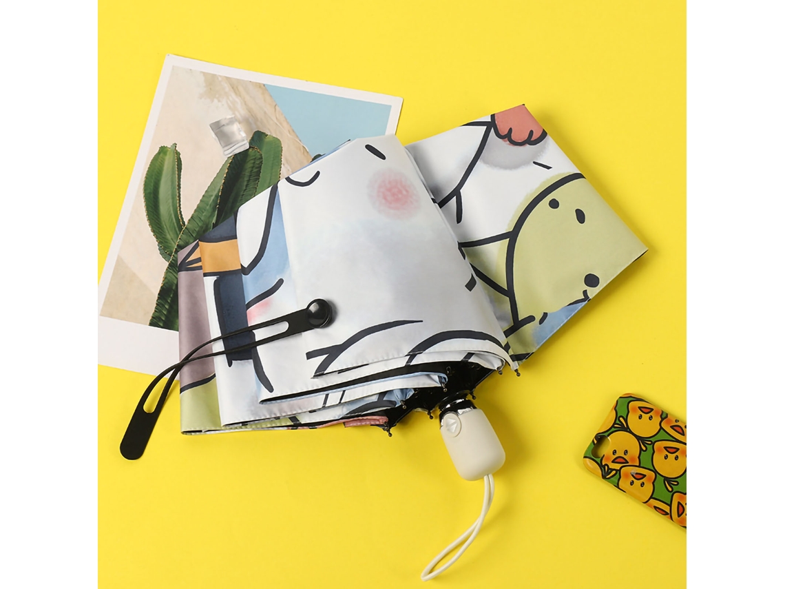 GUARDA CHUVA UV Automático 3 Dobras com Revestimento de Vinil Padrões Cute | S/MARCA