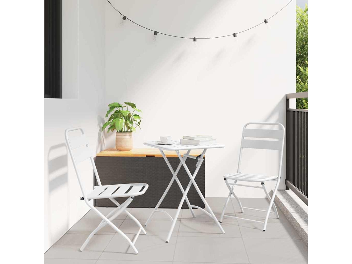 Vidaxl Conjunto Bistro 3 Unid. Branco Aço