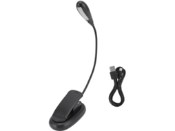 Luminária De Leitura Haofy Com Clipe, 7 Leds, 9 Níveis De Brilho E 3 Temperaturas Cor – Recarregável Via Usb, Com Haste