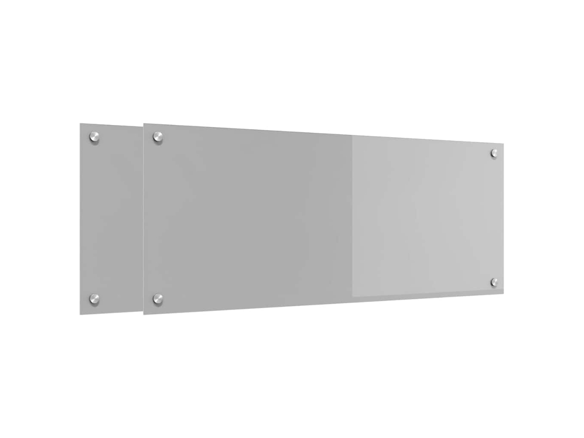 Conjunto 2 Backsplash De Vidro Temperado Para Cozinha Vidaxl Cinzento Claro Vidro Temperado
