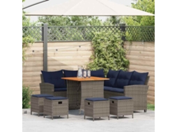 Vidaxl 6 Pcs Conjunto Sofás De Jardim Com Almofadões Em L Vime Pe