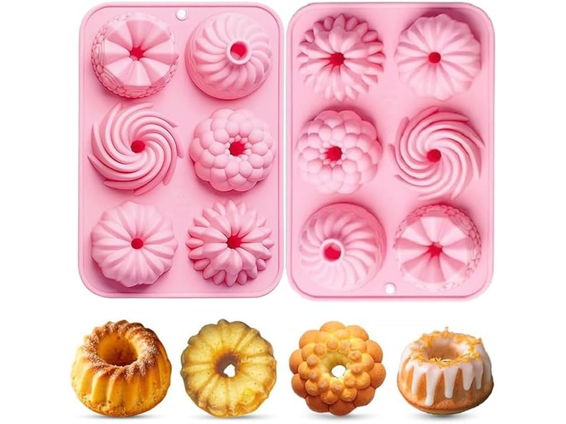 Mini Molde De Silicona Para Hornear Bundt-2 Uds.-rosa