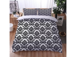Capa de Edredom com Estampa Criativa 3D Preta em Microfibra Fronha 240x260cm