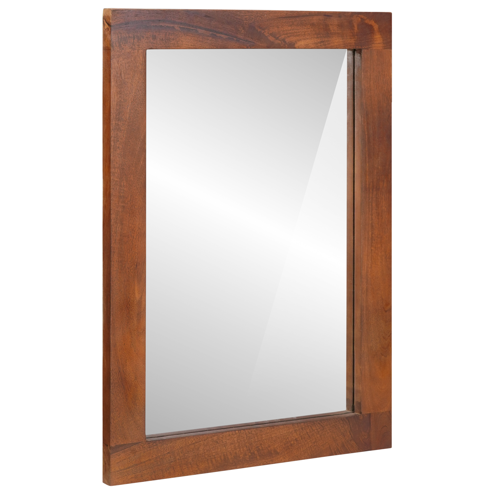 Conjunto 1 Espelho Decorativo Vidaxl Castanho Madeira De Mangueira Maciça (50 X 2,5 X 70 Cm)