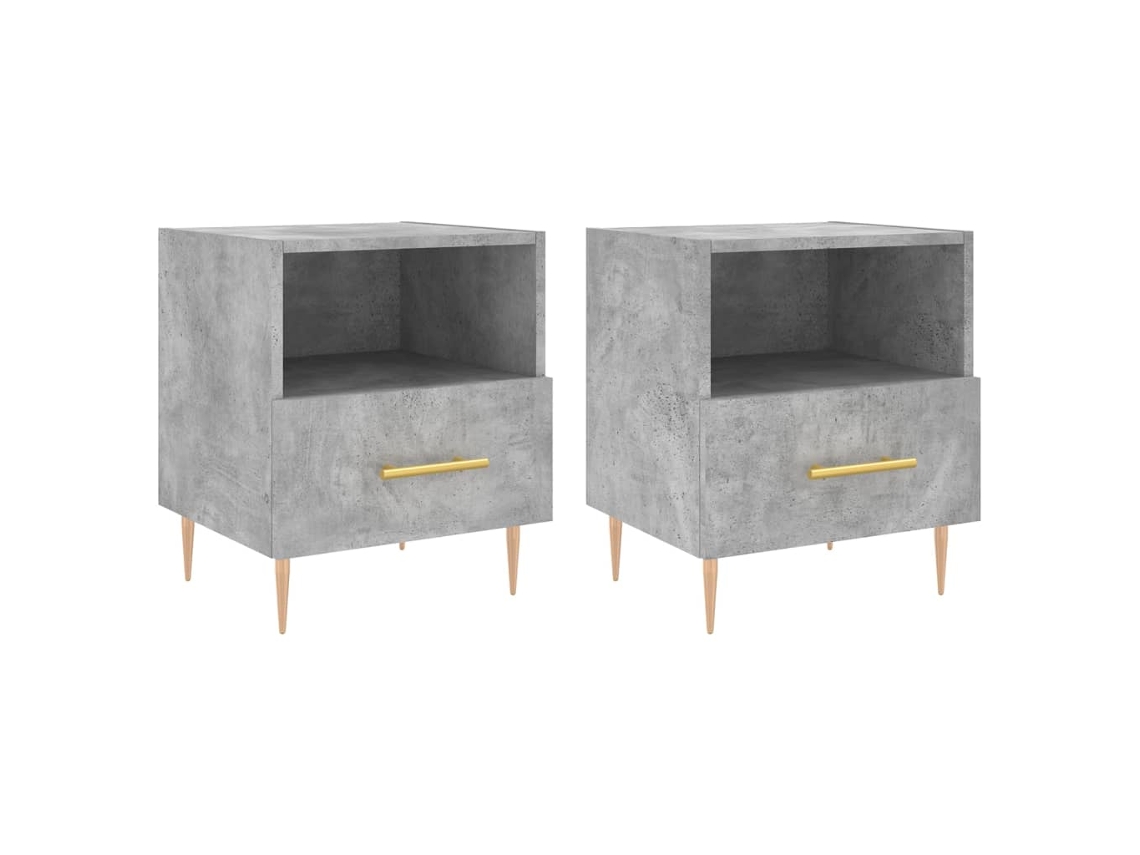 Bedside Cabinet, Bedside Cabinets Vidaxl Cinzeto Madeira Processada (n/a)