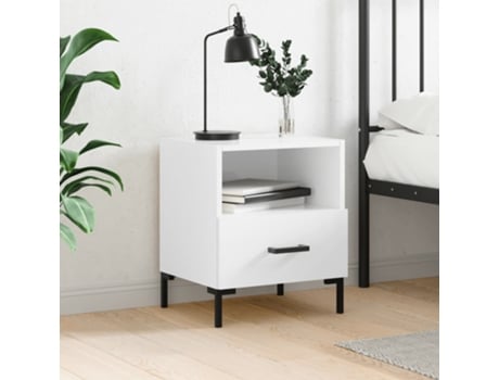 Mesa de Cabeceira Derivados de Madeira Branco Brilhante VIDAXL