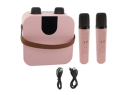Mini Máquina de Karaoke 15w com 2 Microfones Sem Fios para Famílias e Eventos LAXISCREED