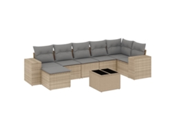 Conjunto de 8 sofás de jardim com almofadões Vime Pe Bege MAISON EXCLUSIVE (8 peças)
