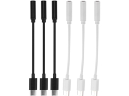 Pacote Com 6 Adaptadores Usb Tipo C Para Conector De Áudio De 3,5 Mm, Cabo Compacto Em Pvc