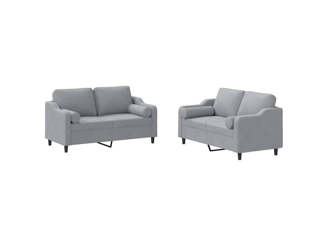 Conjunto de Sofás 2 Peças com Almofadas tecido cinzento claro MAISON EXCLUSIVE