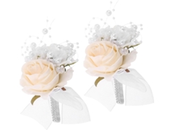 De 2 Corsages Artificiais Para Casamento, Broche De Flor Com Pérolas Artificiais, Decorações Elegantes Para
