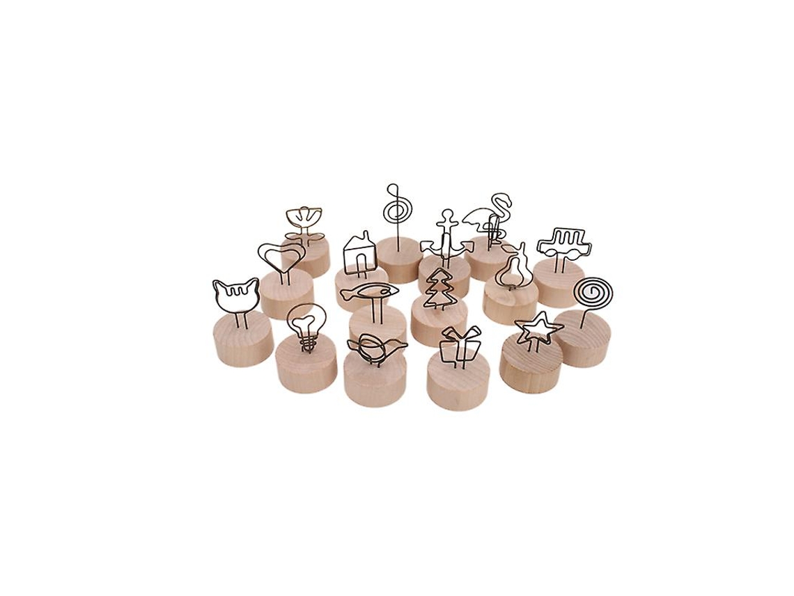 16pcs Clipe De Memorando De Madeira Allinless