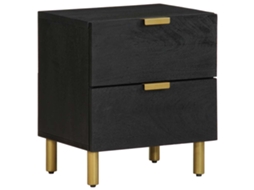 Vidaxl Mesa De Cabeceira 40x33x46 Cm Madeira De Mangueira Maciça Preto