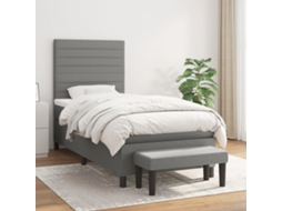 Cama Com Molas/colchão 90x200 Cm Tecido Cinzento-escuro