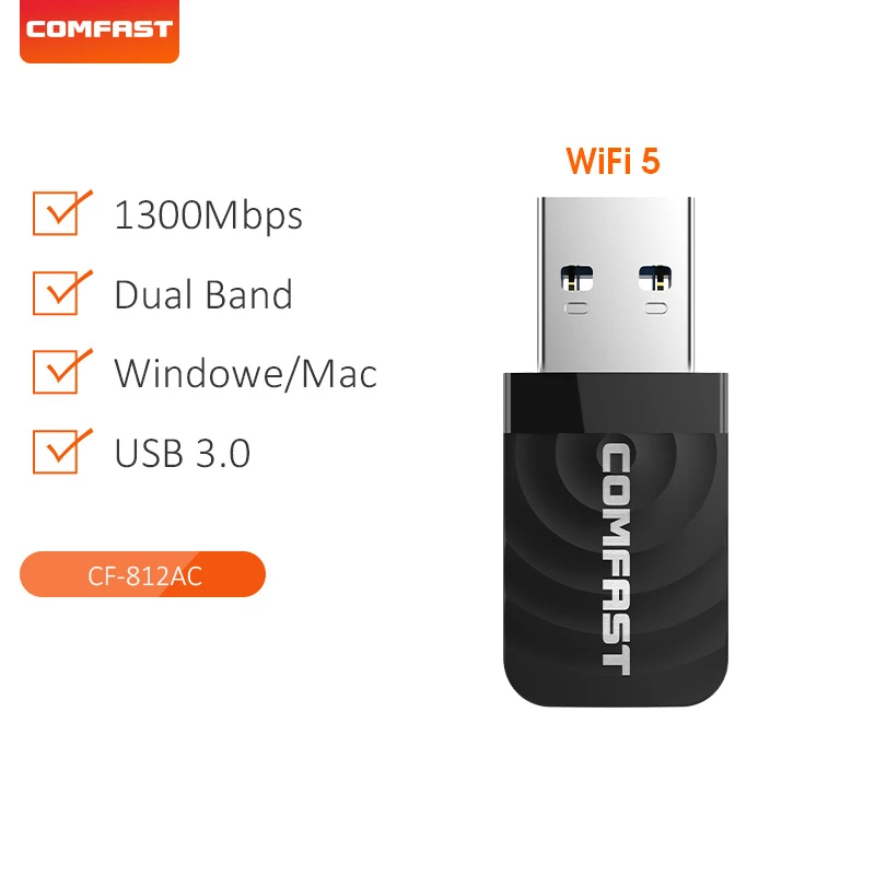 Adaptador Usb Wi-fi 6 (ac1300) Placa De Rede Wi-fi Dongle Wi-fi 5