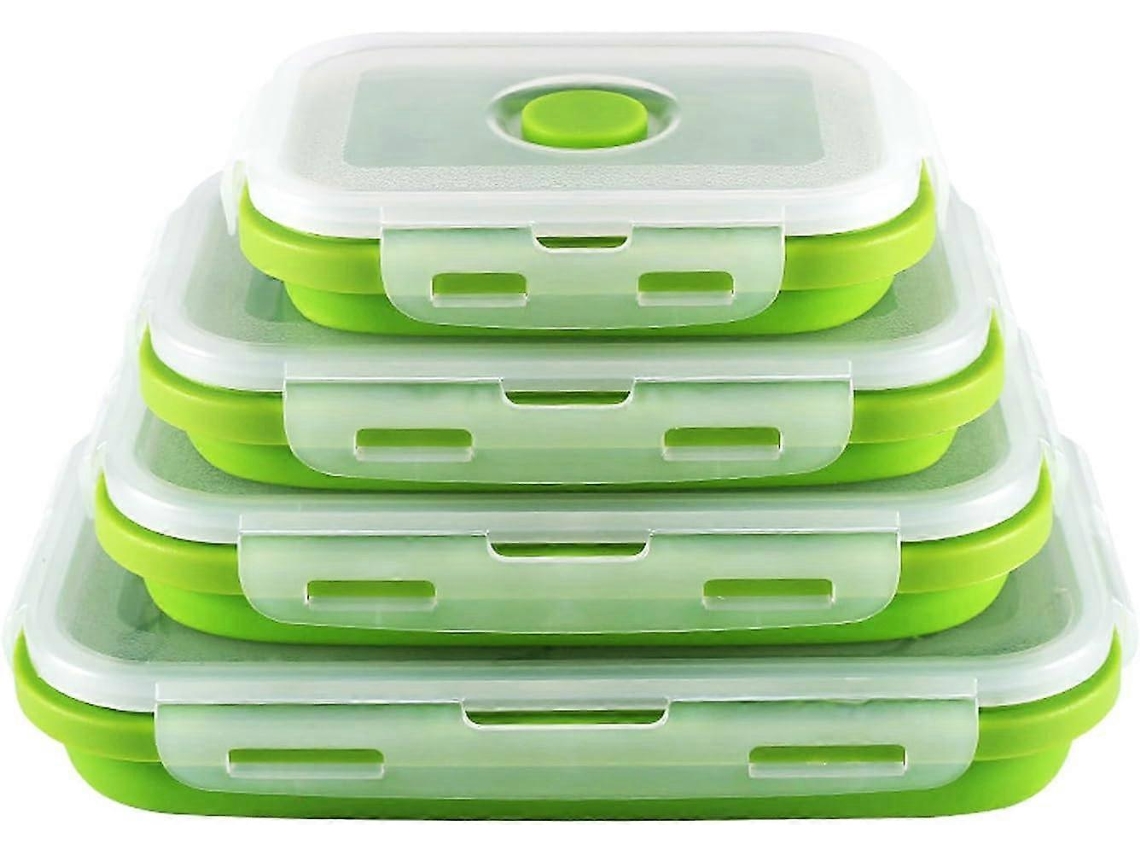 Recipiente Hermético, Em Silicone, Dobrável, Livre De Bpa, Com Tampa, Para Lanches, Adequado A Camping