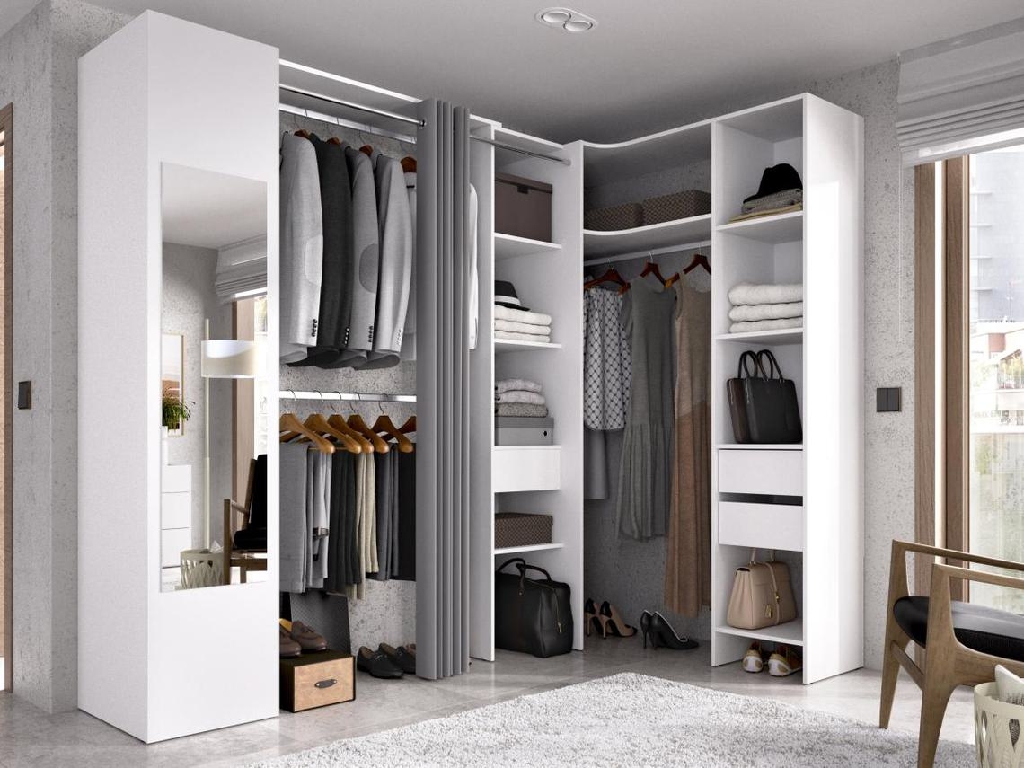 Roupeiro VENTE-UNIQUE.PT (231.5 x 141 x 205 - Derivados de Madeira - Branco)