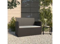 Vidaxl Banco De Jardim Com Almofadões 105 Cm Vime Pe Preto