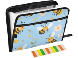 Pastas Expansíveis Com Estampa De Abelha Em Estilo Cartoon, Amarelas E Pretas, Tamanho A4 E Carta, Com Fecho De Zíper