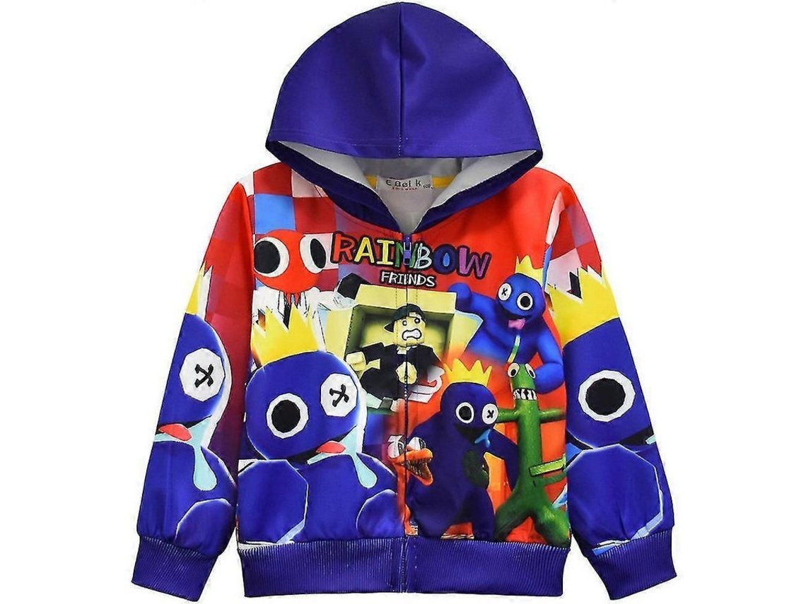 Jaqueta com Capuz para Meninos Estampa Rainbow Friends Manga Longa Inverno Primavera Outono 5 6 Anos B