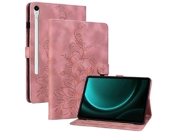 Capa Protetora De Couro Com Estampa De Lírio E Suporte, Compatível Com Samsung Galaxy Tab S9 Fe.