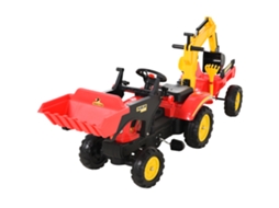 Trator De Pedais Para Crianças Acima De 3 Anos Com Reboque E Pá Frontal 179x42x59 Cm Vermelho