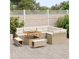 Vidaxl Conjunto De Sofá De Jardim 12 Unid. 7-número De Lugares Bege