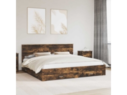 Vidaxl Estrutura da Cama com Gaveta Carvalho Fumado 200 X 200 Cm