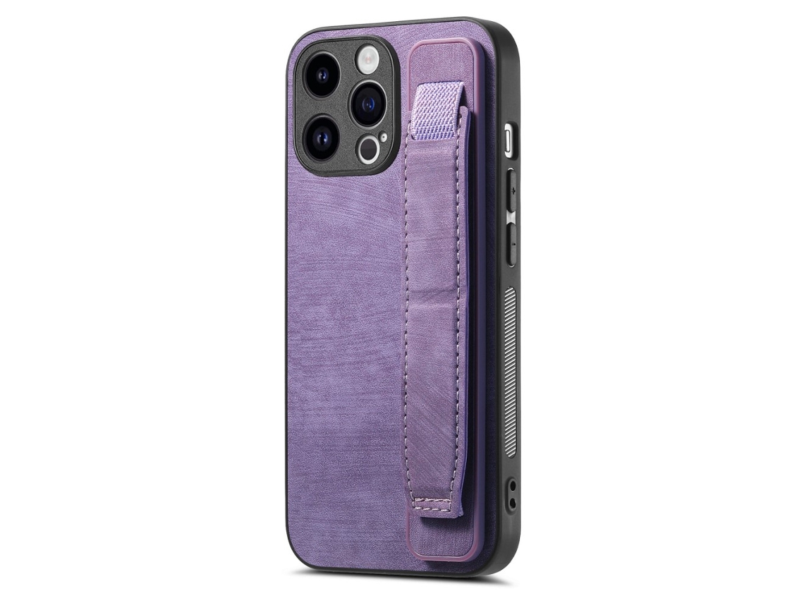 Suporte Casa Para Iphone 15 Pro Max Pele Sintética Roxo