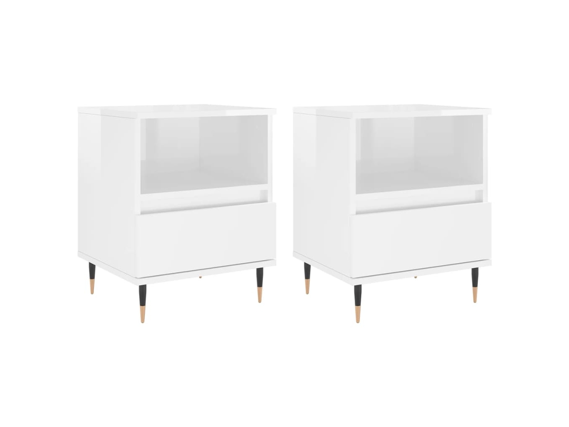 Bedside Cabinet, Bedside Cabinets Vidaxl Branco Madeira Processada (n/a)