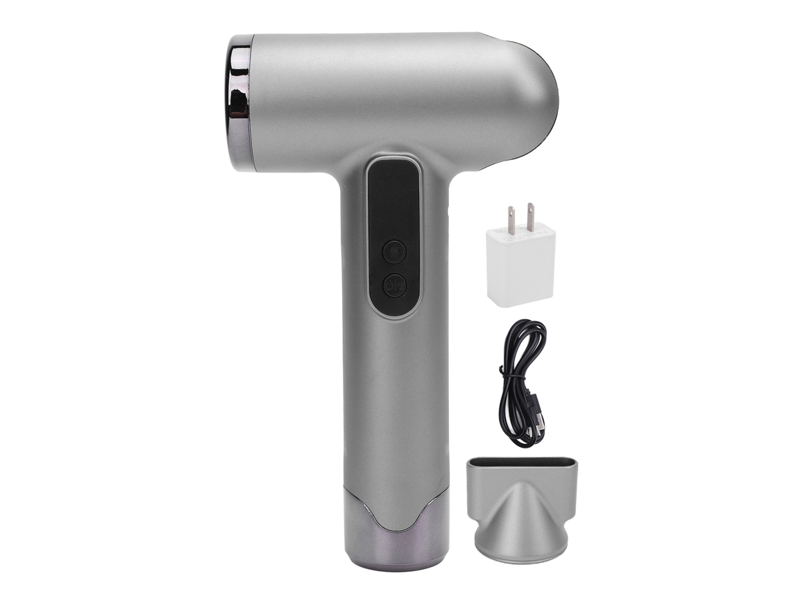 2026zentro-secador De Cabelo Sem Fio 200w 100000rpm Usb Carregamento Rápido Secagem Silencioso Portátil Para Casa Viagem Dormitório Prata Plug Us