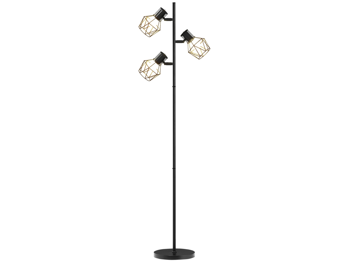 Candeeiro de Pé 3 Luzes 41x28x169 Cm (preto, E27)