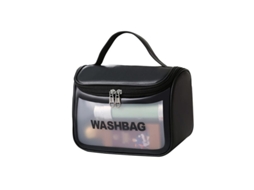 Bolsa de Maquiagem Grande Preta, Bolsa de Viagem Translúcida de Alta Capacidade para Maquiagem e Toalharia