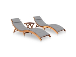 Vidaxl Espreguiçadeiras Com Mesa E Almofadões 2 Pcs Acácia Maciça