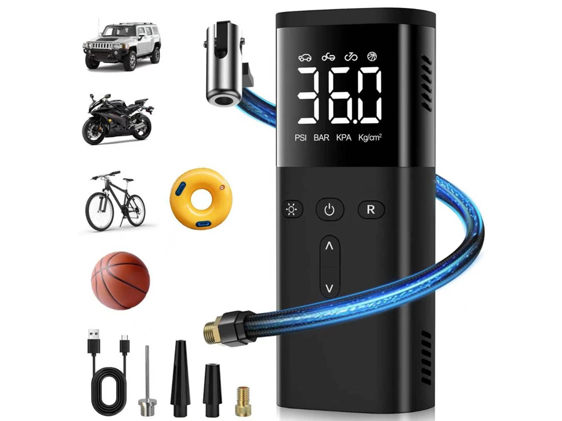 Inflador de pneus portátil 150psi com ecrã LCD digital e luz LED CZHHMART