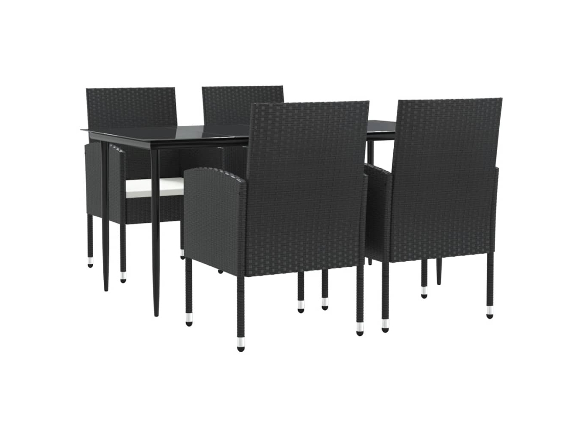 Conjunto de Jantar para Jardim Vime Pe e Aço Preto VIDAXL 5 Un