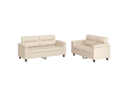 Conjunto de Sofás 2 Pcs com Almofadões Microfibra Bege MAISON EXCLUSIVE