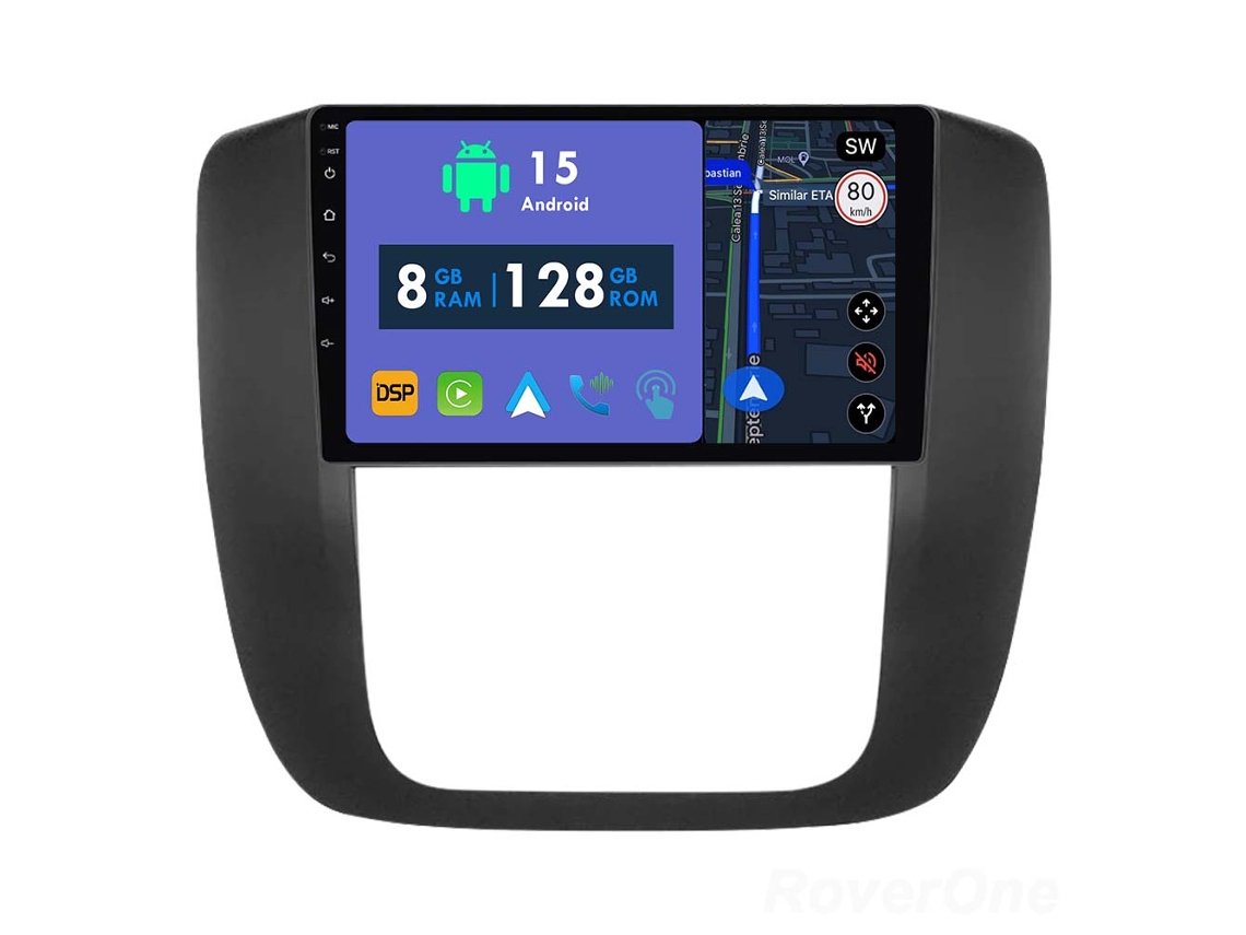 Auto Rádio Carro Bluetooth Autoradio 8GB RAM 128G ROM CarPlay Navegação GPS Ecrã Táctil RoverOne para Chevrolet Tahoe 3 GMT900 2006-2014  