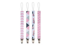 4pcs Clip Para Chupete Bebé Cadena Correa De Algodón Impresa Portachupetes Para Niño Bebé