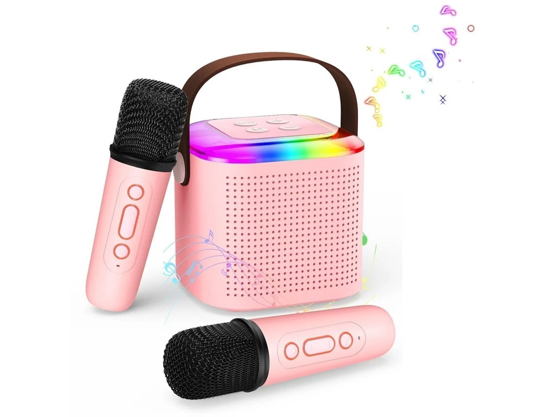 Mini Máquina De Karaokê Para Crianças E Adultos Com Alto Falante Portátil Bluetooth 5.3 Máquina De Karaokê Com 2 Microfones Sem Fio Para Fe Yizhood